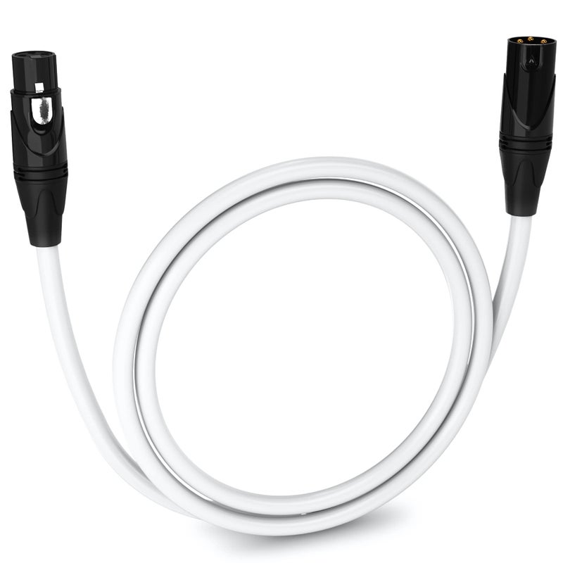 LyxPro 3 Feet XLR Microphone Cable Balanced Male to Female 3 Pin Mic Cord for Powered Speakers Audio Interface Professional Pro Audio Performance and Recording Devices - White - Image 1